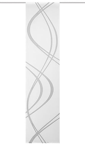 HOME WOHNIDEEN Schiebevorhang TIBERIO aus Dekostoff und Voile mit Scherli 245 x 60 cm, Farbe:grau, Größe:245 x 60 cm, Anzahl:1x Voile