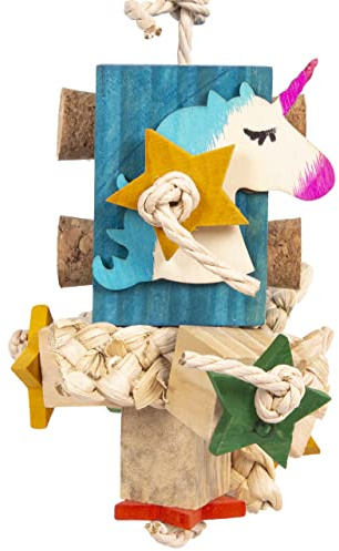 HappyBird | Happy Unicorn | Happy Nature Schredderspielzeug - Sittiche, kleine Papageien Knabberspielzeug