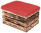 LAUBLUST Sitzhocker mit Stauraum - ca. 50x40x30cm, Braun - Polster Rot | Hocker aus Holz - Sitzbank für Drinnen & Draußen | Aufbewahrungshocker mit Deckel | Sitzpouf & Fußhocker