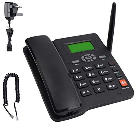 IBOWZ Desktop Corded Telephone Wireless SIM Card GSM Classic Desk Phone,Quadband GSM Classic Desk TelePhone,With Caller ID Display Landline Telephone,For Business Or Family,Wireless Desktop Phone,