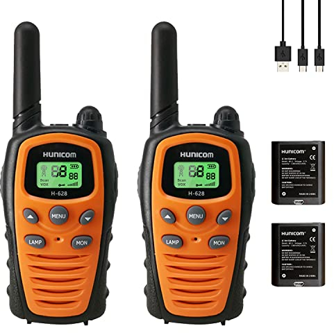 Walkie Talkies recargables para adultos, radios PMR de largo alcance con linterna VOX batería de 1200 mAh