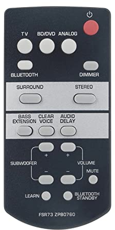 AULCMEET ZP80760 Replacement Remote Control Compatible with YAMAHA w/Subwoofers Sound Bar Home Audio YAS-105 ATS-1050 SRT-700