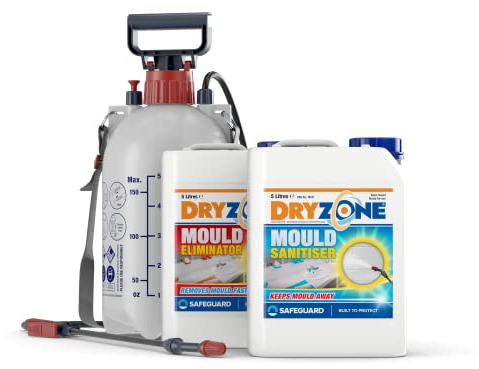 Dryzone Mould Remover and Prevention Kit (2 x 5L & Sprayer) – The Definitive Long-Term Solution to Mould. Dual-Action Mould Remover & Sanitiser Spray.