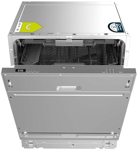 Cecotec Lavavajillas Integrable de 60cm Bolero Aguazero 6500 Full-BI C. 15 Cubiertos, Tercera Bandeja, Bajo Consumo, 6 Programas con Dual Zone Wash, O2 Dry, Motor Inverter Plus, Comienzo Diferido