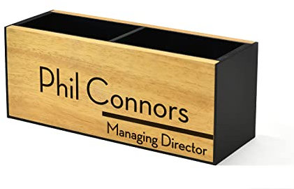 Wooden Pen Holder - Pencil Holder - Personalized Name Engraving - Desk Name Plate - Office Desk Sign - Gift For Boss - Gift for Coworker