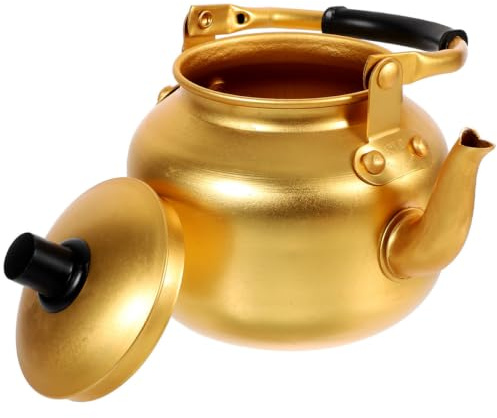 Healeved Tetera de aluminio Teteras de camping para estufas Hervidor de agua para coreano Tradicional Crudo Sopa Dongdongju o cualquier bebida Dorada 0 75L