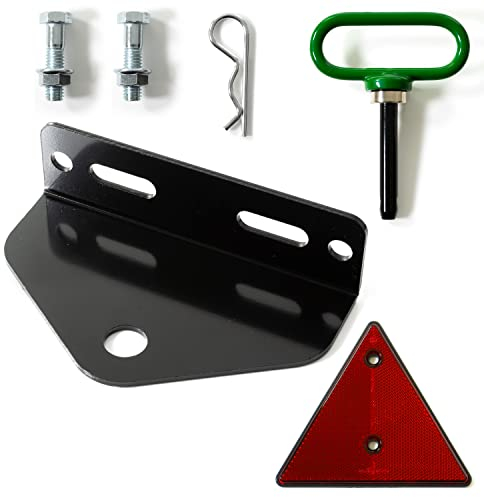 Mower Hitch Kit -Magnetic Trailer Hitch/Hitch Pin -For ATVs,UTVs or Riding Lawn Mowers -Complete with Red Reflective Triangle