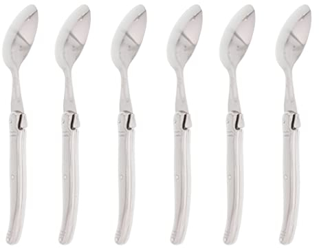 Pradel Excellence - Set de 6 Cuillères à Soupe Inox - Collection Les Argentes - Acier 2Cr14 - Manche Gravé Laguiole - Boîte Carton Fenêtre - Élégance et Résistance, Gris