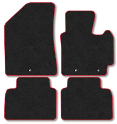 Kia Soul (2014-2019) Carpet Car Mats | Red Edge Trim Tailored Fit Floor Mats Full Coverage Protection Accessories Easy Clean Anti Slip Made in the UK