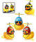 Guidre Perhk Pack of 4 Rubber Yellow Duck Car Ornament, Cool Bicycle Bell Decorations with Elica Helmet for Adults Children