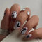 Ceboic Faux Ongles Français Carré Court, Coloré Ondulé Press on Nails Capsules Ongles Brillant, Acrylique Bâton sur Ongles pour Femmes et Filles, Faux Ongles à Coller Nail Art