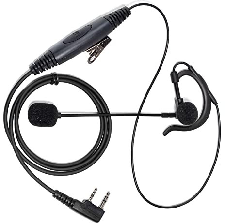 HYS Walkie Talkie Earpiece Comaptible for Baofeng UV5R Retevis Kenwood TK250 HYT Radio, G Hanging Headset with Microphone PTT (1 Pack)