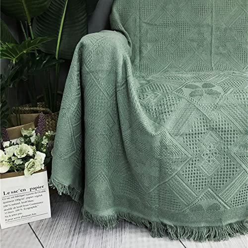 Homxi Big Sofa Überzug 4 Sitzer,Couch Überzug Einfarbig mit Raute Überwurf Sofa Baumwolle Handtuch Sofa Grün Sofahusse Überzug 230x250CM