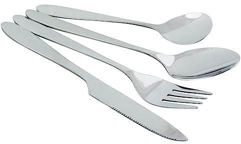 Black Snake Camping Besteck Set 4-teilig für Outdoor, Festival & Trekking - Edelstahl Messer, Gabel, Löffel, Teelöffel - mit Neopren Tasche, leicht & kompakt