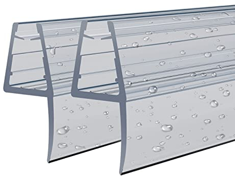 Ersatzdichtung Wasserabweiser einstellbare Duschdichtung Spritzschutz Bad Dusche 100cm für 4 mm/ 5 mm/ 6 mm Glastür Duschtüren Duschwand Badewanne Duschkabine 2 Stück Transparent