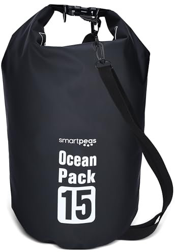 smartpeas Rucksack Wasserdicht - Wassertasche - 35x19x19 cm - Leichter und Kompakter Trockenbeutel für Reisen, aus Plastik, Ideal als wasserdichte Tasche - Schwarz