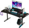 FATIVO Bureau de Jeu avec lumières LED RVB: 180x75x73cm Cool Station de Travail Informatique en Forme de T Bureau de Jeu Ergonomique avec Support pour Casque et Porte-gobelet