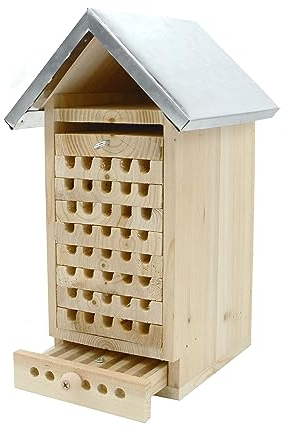 UNUS Wildbienenhaus Insektenhotel mit Observer-Entdeckerschublade - Hochwertiges Holz - Naturbeobachtung pur!