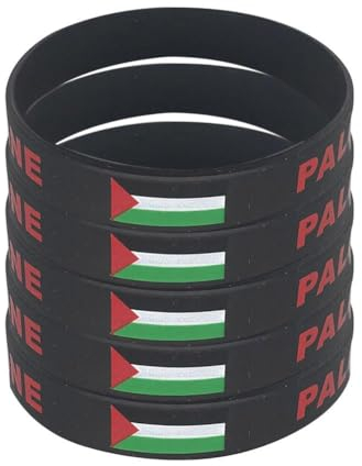 YXRRVING 5/10PCS Palästina Flagge Armband, Ständer mit Palästina Armband, Silikon Palästina Flagge Armband, Free Palästina Armband, Der Hundertjährige Krieg gegen Palästina, 5 Stück, Kunststoff
