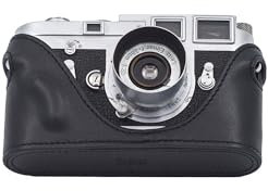 MRZHOUCASE Halbtasche aus echtem Rindsleder für Leica M2 M3 M4 M6 M7 MP Filmkameras (schwarze Hülle mit ASA/ISO-Kartenfach)