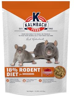 Kalmbach Feeds 18% Rodent Diet Cubed Feed for Rats and Mice in All Life Stages, 10 lb Bag