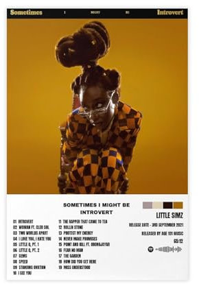 Yeepi Little Simz Poster Sometimes I Might Be Introvertiert, Leinwand-Poster, Schlafzimmer-Dekor, Sportlandschaft, Büro, Raumdekoration, Geschenk, ungerahmt, 30 x 45 cm