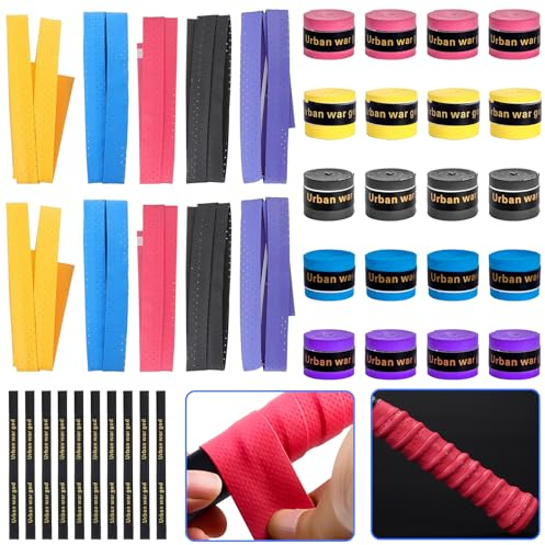 YOUNGSAY 30 Stück Griffband Tennisschläger, Selbstklebend Tennis Griffband, 105/110 cm Rutschfestes Griffband Badmintonschläger (2 Stile, 5 Farben)