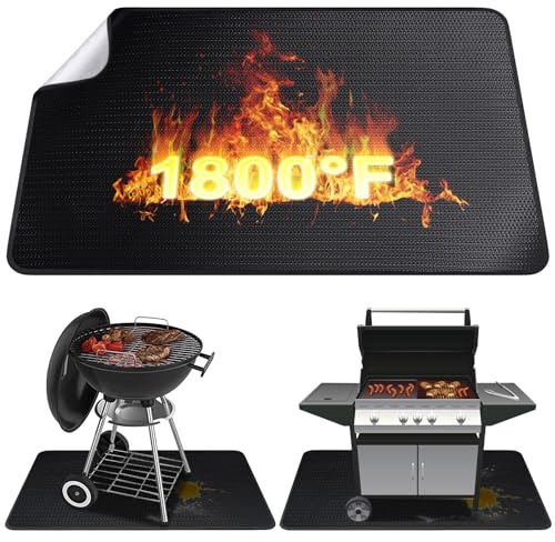 Alckijy BBQ Grill Mat - Heavy Duty Degree Non-Stick Grill Mats for Outdoor Grilling,100*150cm Outdoor BBQ Grill Fireproof Mat,Grass Protection Mats,Fire Pit Mat for Decking,Indoor Fireplace Fire Mat