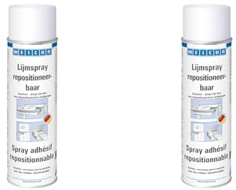 WEICON Spray Adhésif Répositionnable 500 ml/Adhésif universel pour collages redétachables et repositionnables/Transparent (Lot de 2)