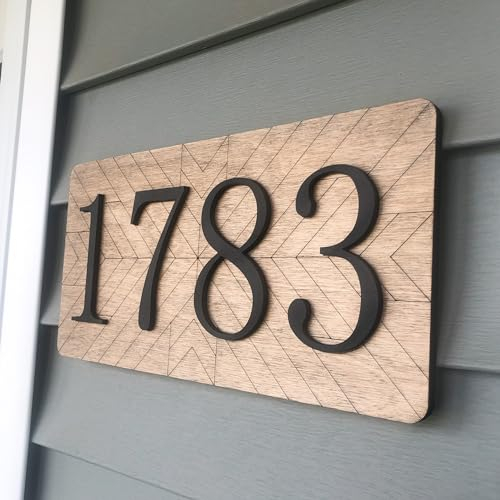 Letrero de madera personalizado con número de casa en 3D con nombre de calle fuente moderna para exteriores dirección horizontal letrero de dirección de tienda placa de dirección personalizada