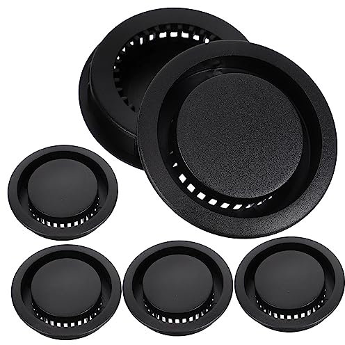 HOMSFOU 2sets Round Air Vents Cover Black Soffit Vents Easy Install for Kitchen Cabinet Wardrobe Decorative Cabinet 6pcs*2