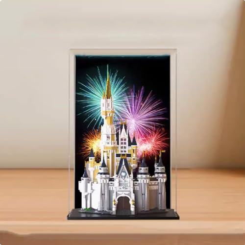 JIULIN Acryl-Displaybox kompatibel mit Lego 71040 Disney Castle, transparente Vitrine, Schutz für Modell, staubdicht, 51 x 36 x 78 cm, Acryl, klar