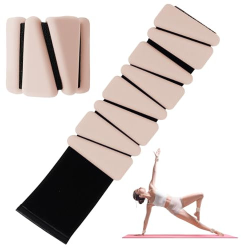Lot de 2 poids de poignet réglables pour poignet et cheville pour homme et femme - Bracelets de poignet en silicone pour yoga, danse, pilates, natation, cardio, aérobic, gym (beige)