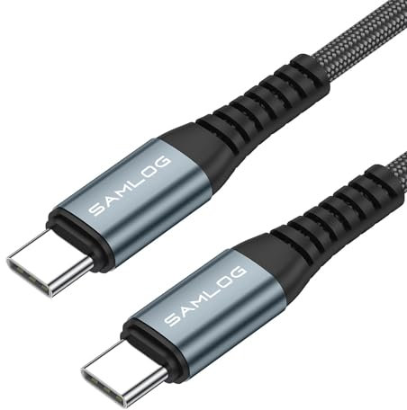 SAMLOG Nylon Braided USB C to USB C Cable Lead Type C Charger Phone (1 M)
