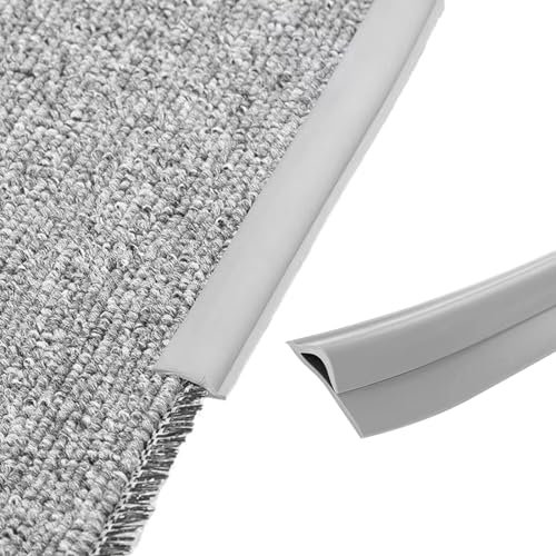 Selbstklebende Randleiste für Teppiche, PVC Bodenübergangsstreifen, Übergangsleiste von Teppich zu Holzboden, Randversiegelungsleiste für Fußmatte, Teppich, Grau (10M)