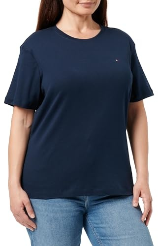 Tommy Hilfiger Damen T-Shirt Kurzarm Slim Cody Rundhalsausschnitt, Blau (Dark Night Navy), XS