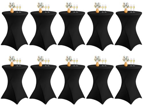 LYAFS 10er-Set Stretch Stehtisch Husse für Bistrotisch Ø 70-75 cm Elegante,Verstärkung im Fußbereich,Stretch-Husse Schwarz Hussen für Stehtische und Bistrotische (Schwarz, 70 x 110 cm)