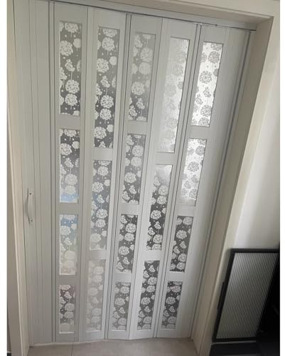 Portes pliantes télescopiques Portes pliantes personnalisables avec poignées et verres en acrylique, Porte coulissante de séparation de pièce, Porte Accordéon pour Restaurants/ Placard(73x80in(185.4x2