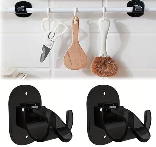 2 Stück Gardinenstange Halterung,Gardinenstangenhalter Ohne Bohren,Gardinenstangen Halterung Gardinenstange Kleben Bracket,Haken für Gardinenstange Ohne Bohren Halterungen,Curtain Rod No Drill Haken