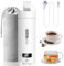 Elektrischer Reisewasserkocher Klein 500ML, Kleiner Wasserkocher Reise Schnelles Kochwasser Mini -Wasserkocher tragbar 316 Edelstahl, automatisches Schließen, For Tee, Kaffee, Babymilch (Weiß)