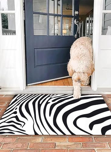 OHJEAJDS Badezimmerteppich rutschfest Badematte 40x 60 cm,Badteppich Saugfähig Weich Maschinenwaschbar für Badezimmer,Natur Tier Zebra Haut Muster Wüste Leben Der Salon