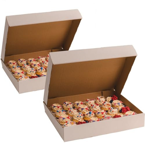 Culpitt 24 Cupcake Box | 2 Pack | Extra Strong Corrugated Card White Boxes For Carrying And Displaying Tasty Muffins, Fairy Cakes, And Treats - Twin Pack Of 2 Boxes