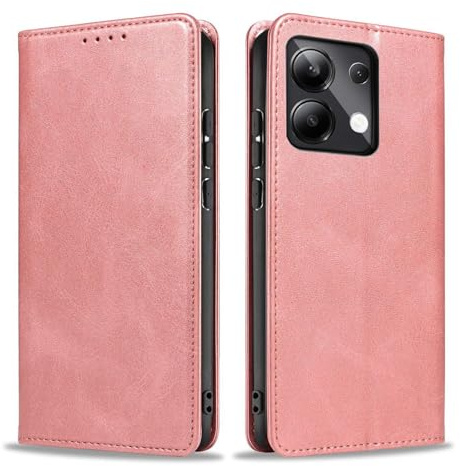 LBH Handyhülle Smartphone-Hülle für Xiaomi Redmi Note 13 Klapphülle Magnetverschluss Kartenfächer Geldfach Standfunktion Case Etui Rundumschutz Schutzhülle Rosa