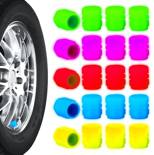 20 Stück Leuchtende Ventilkappen Auto Leuchtend Auto Ventilkappen Fahrrad Leuchtende Ventilkappen Fahrradventil Kappe Universelle Fluoreszierende Reifenventilkappen Reifen Ventilkappen Auto Fahrrad