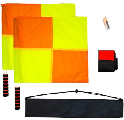 Soccer Referee-Flag Football-Linesman Red Yellow-Cards - Stainless Steel Whistles Set Ref Coach Equipment Water Proof Kit (color001)