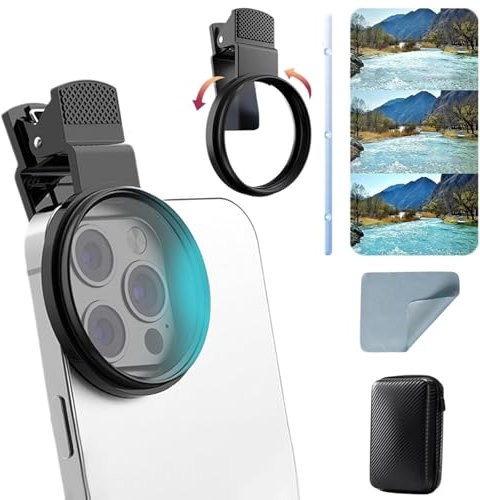 52mm Clip-0n Cpl Phone Cameralens Filter Kit - Eliminate Glare & Boost Colors For Iphone/Samsung | Portable Polarising Filter For Phone For Travel, Weddings, Vloggers & Photography Enthusiasts