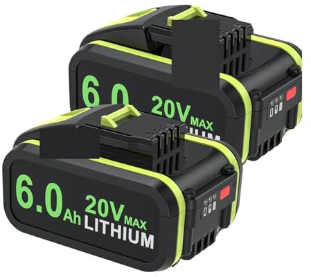 WVGFAUXA Akkupack, 6000 MAh, Kompatibel Mit Worx WA3553 WA3551, 20 V Akku for Akku-Elektrowerkzeuge, WA3572 WA3553 WX390 WX176 WX178 WU268, Ersatzbatterien(2Pcs 6.0ah Battery)