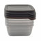 schone Plastic Food Storage Containers with Airtight Lids – 4 Pack – 300ml Each – BPA-Free, Microwave, Freezer & Dishwasher Safe – Square Snack Boxes (Grey)