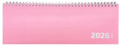 2026 ADINA Tischquerkalender 1W/1S Kartondeckel Schreibtischkalender Tischkalender 30x10cm pink