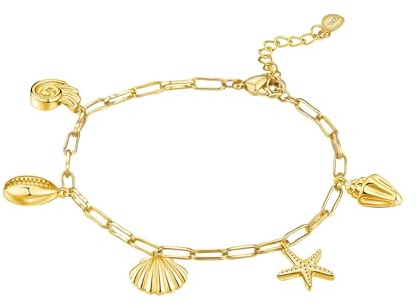 MISEFF 925 Sterling Silber mit 18K Gold Vergoldung Armband für Damen - Verstellbare Länge 16,5+5 cm